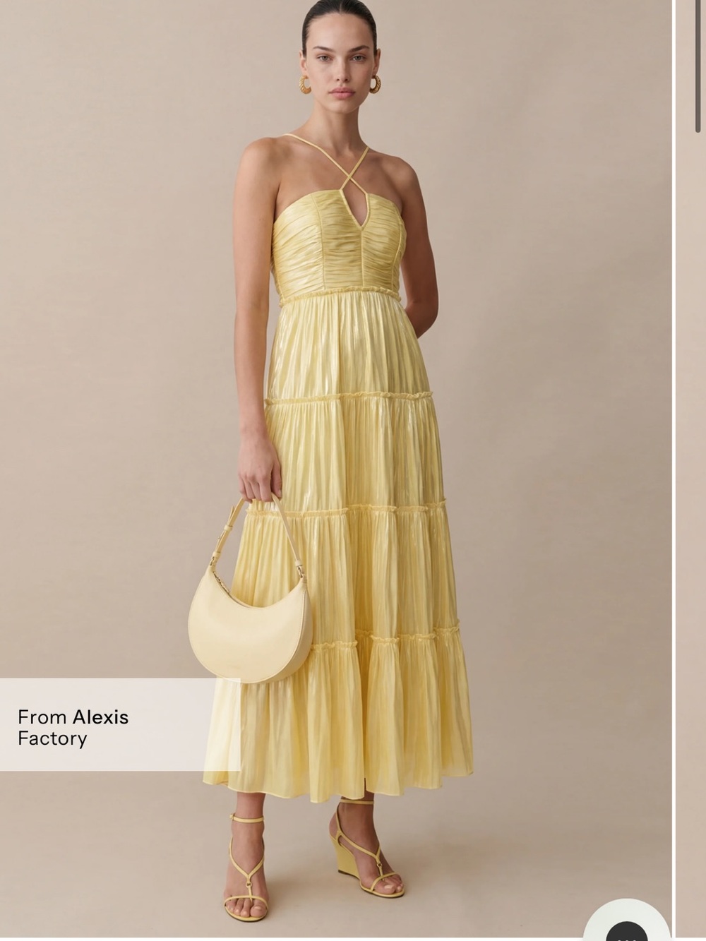 NWT OPT Few Moda East Tiered Dress in Yellow. Size Small!